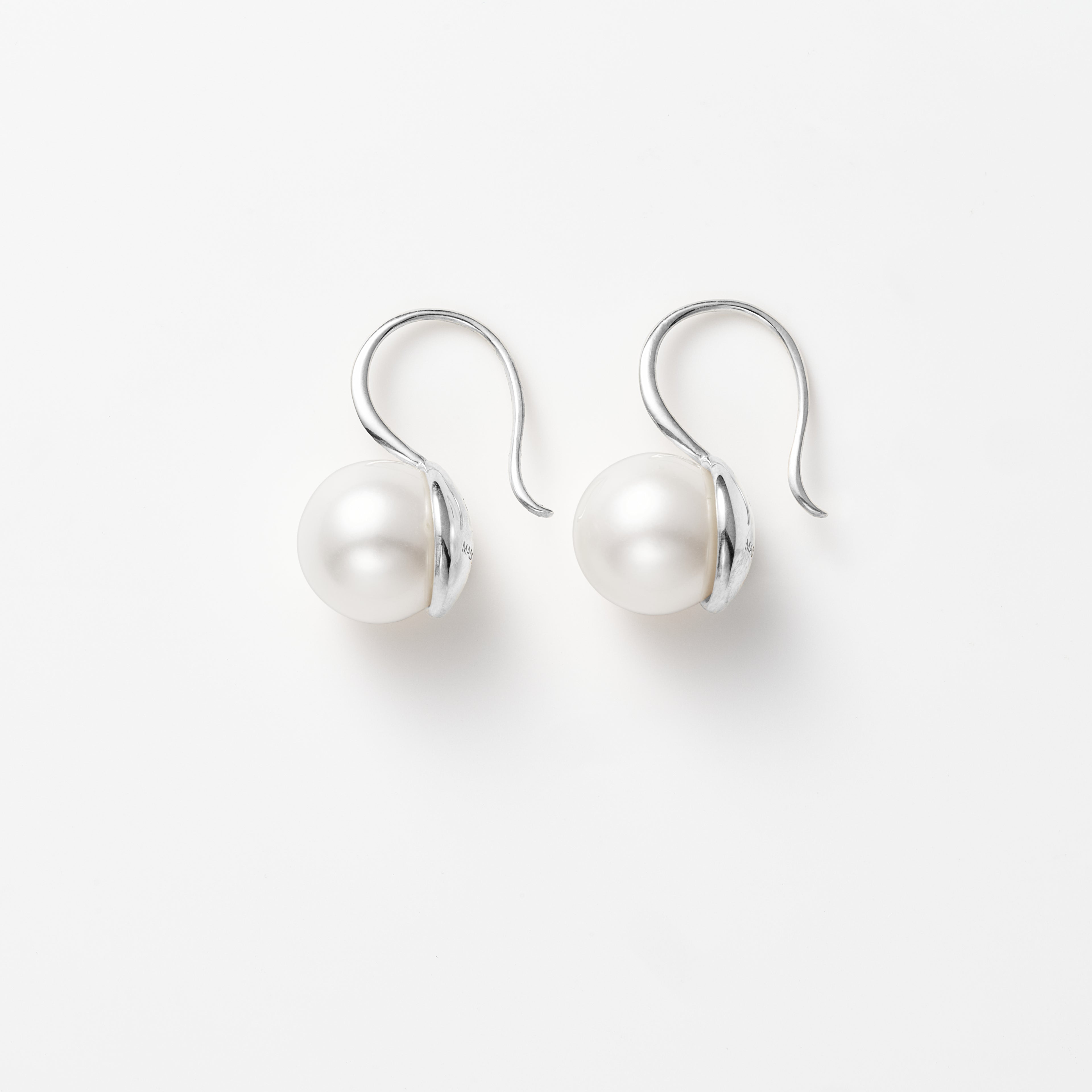 Modern Pearl Silver Earrings