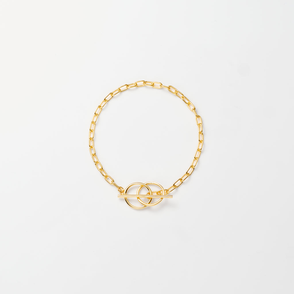 Twin Loop Toggle Chain Gold Bracelet