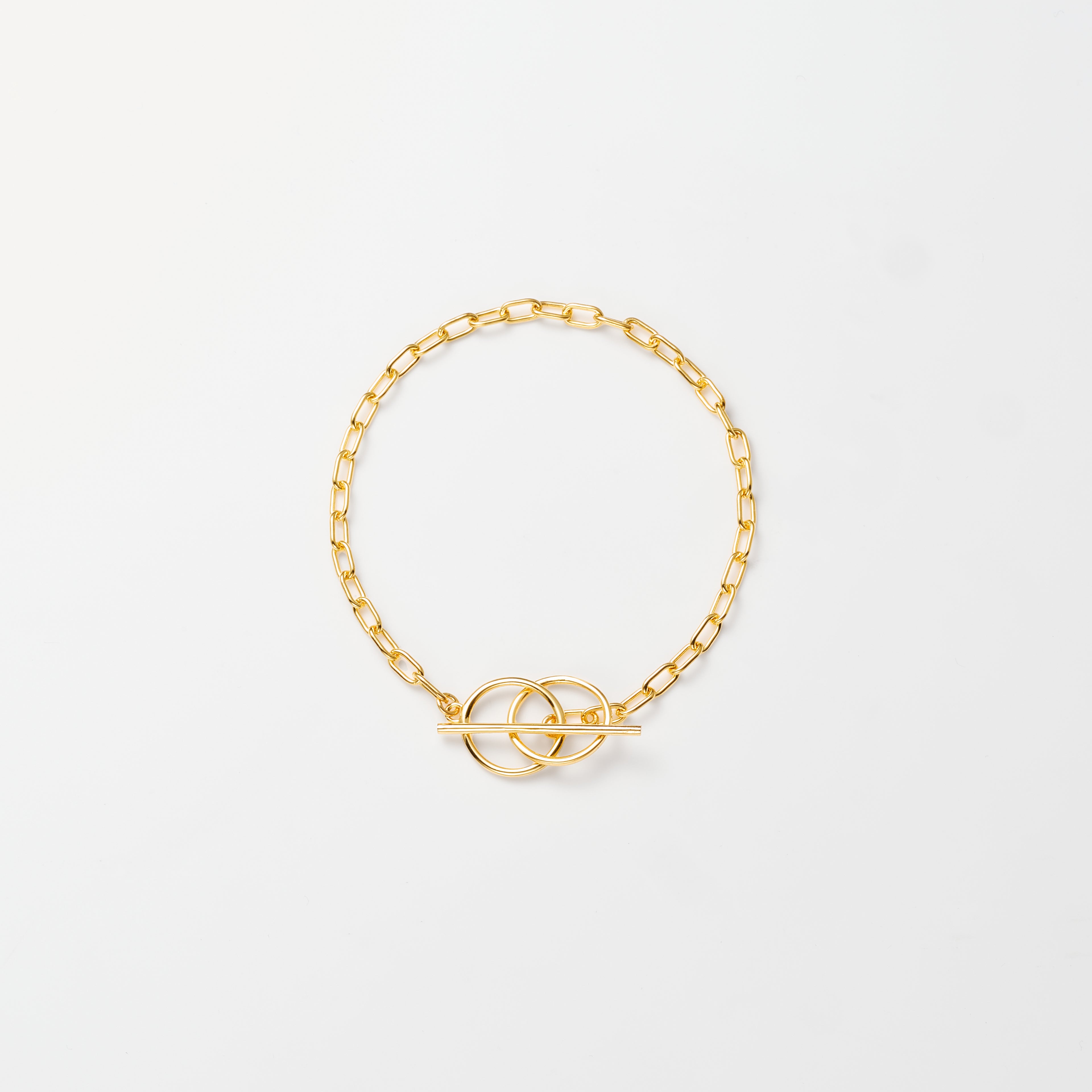Twin Loop Toggle Chain Gold Bracelet
