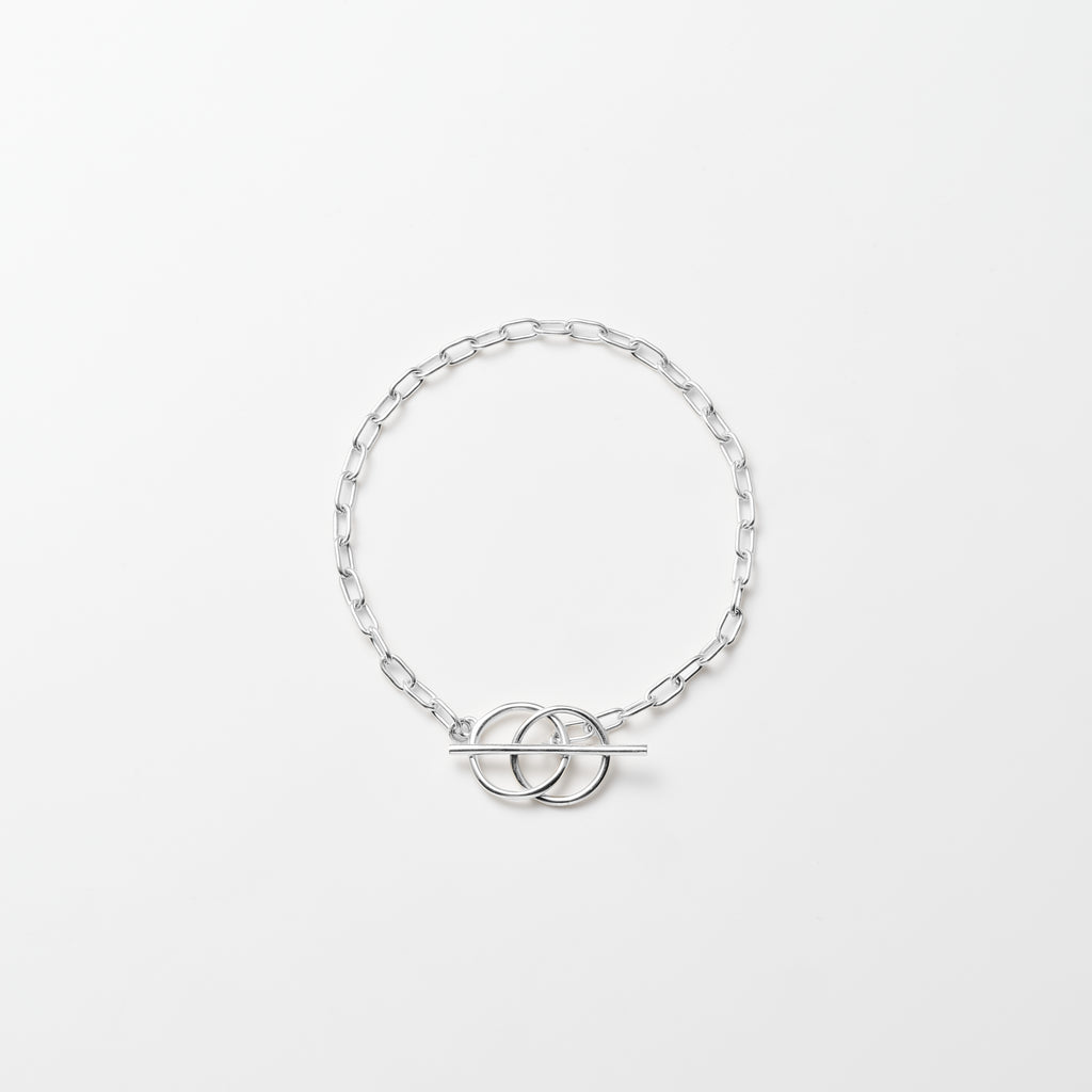 Twin Loop Toggle Chain Silver Bracelet