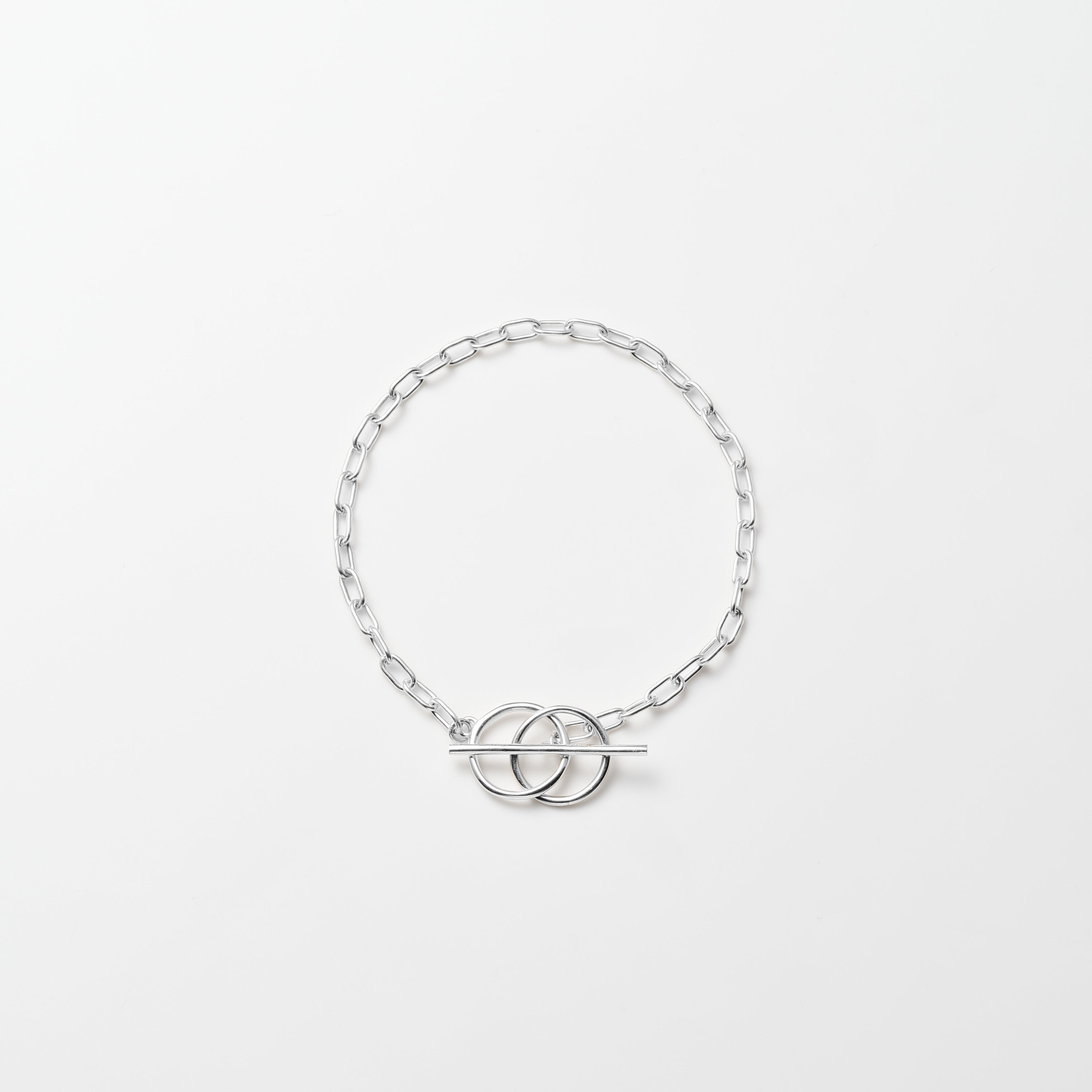 Twin Loop Toggle Chain Silver Bracelet
