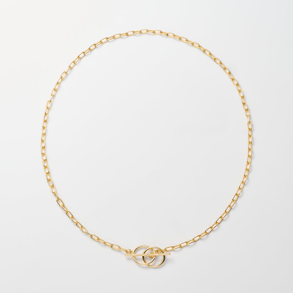 Twin Loop Toggle Chain Gold Necklace