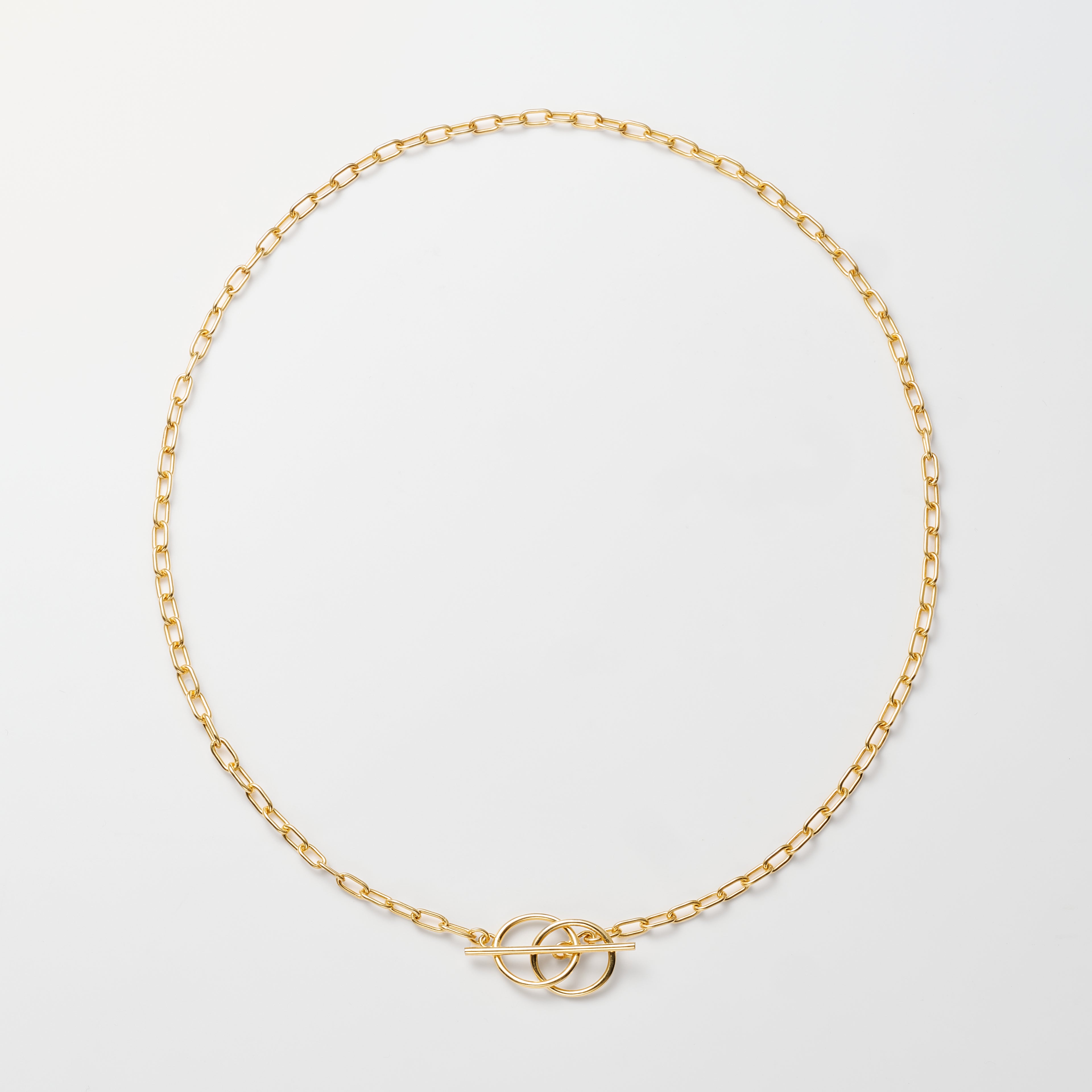 Twin Loop Toggle Chain Gold Necklace