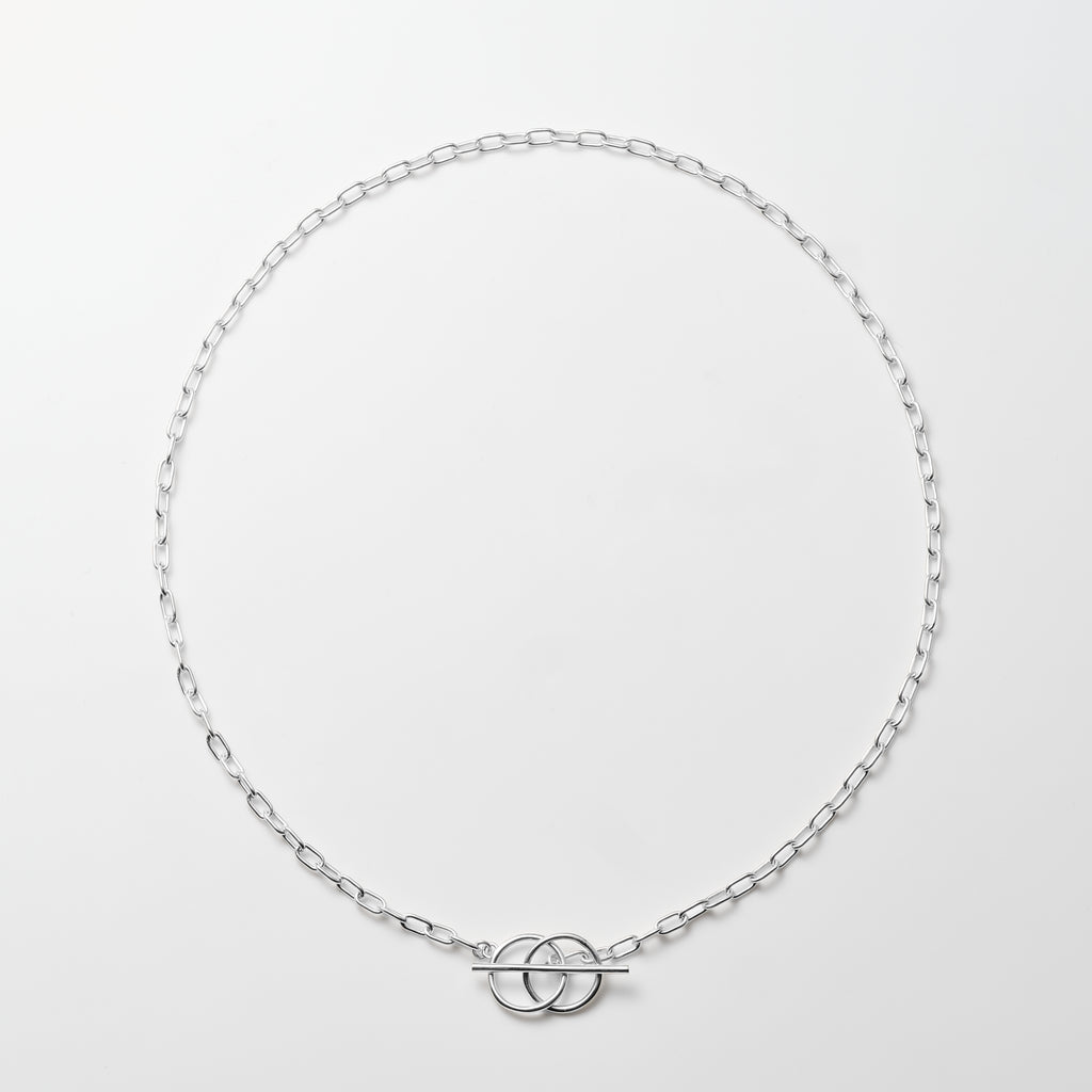 Twin Loop Toggle Chain Silver Necklace