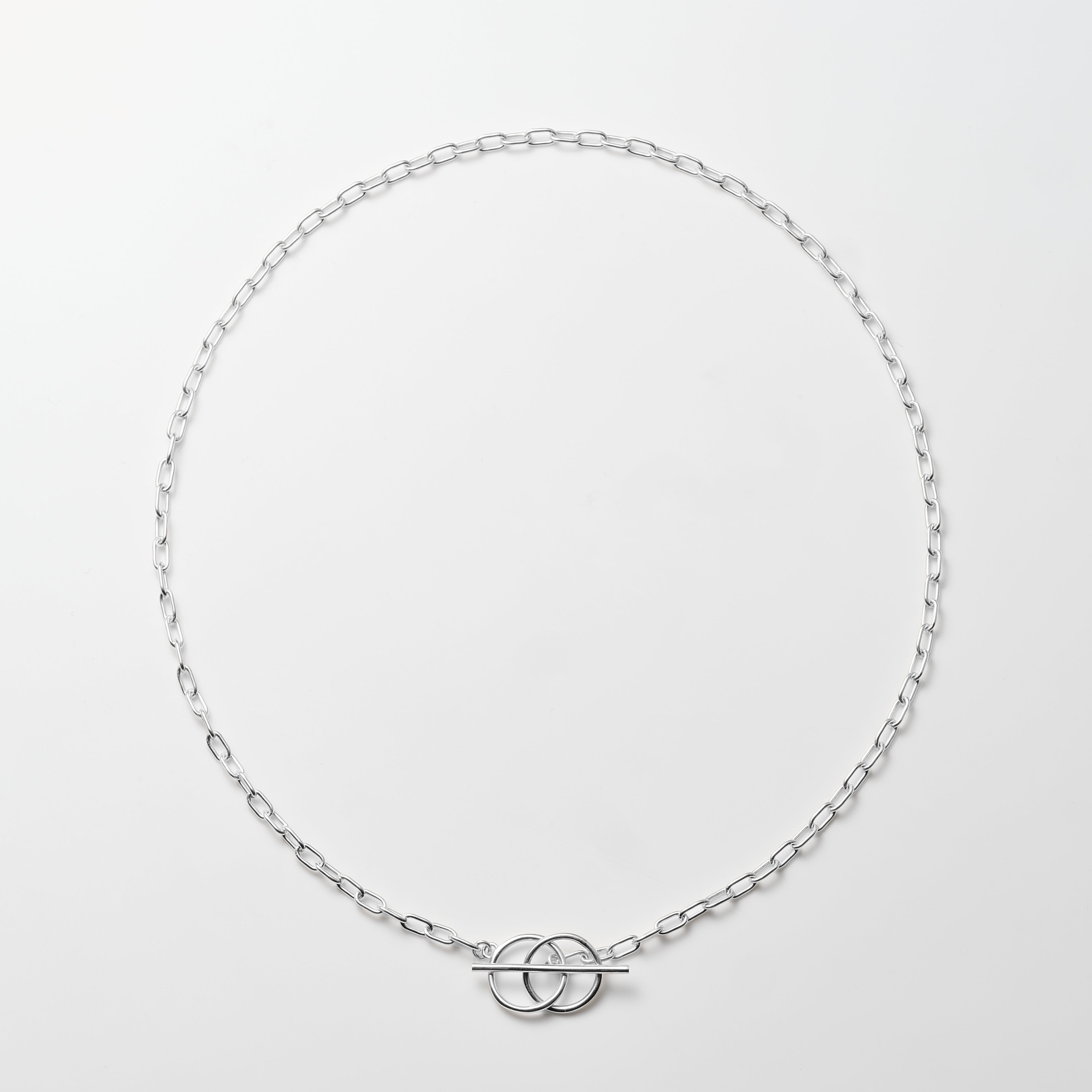 Twin Loop Toggle Chain Silver Necklace