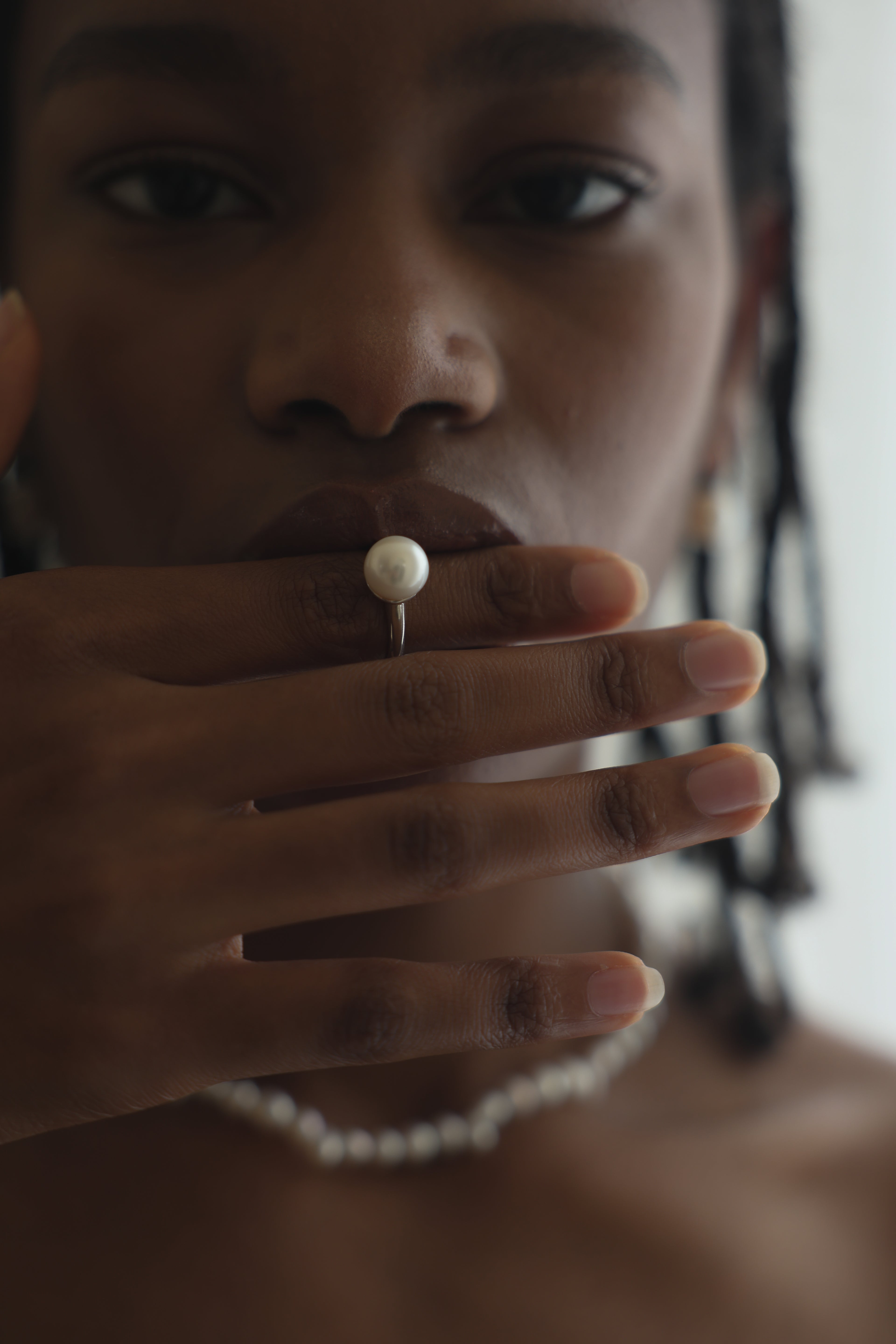 Modern Pearl Silver Ring