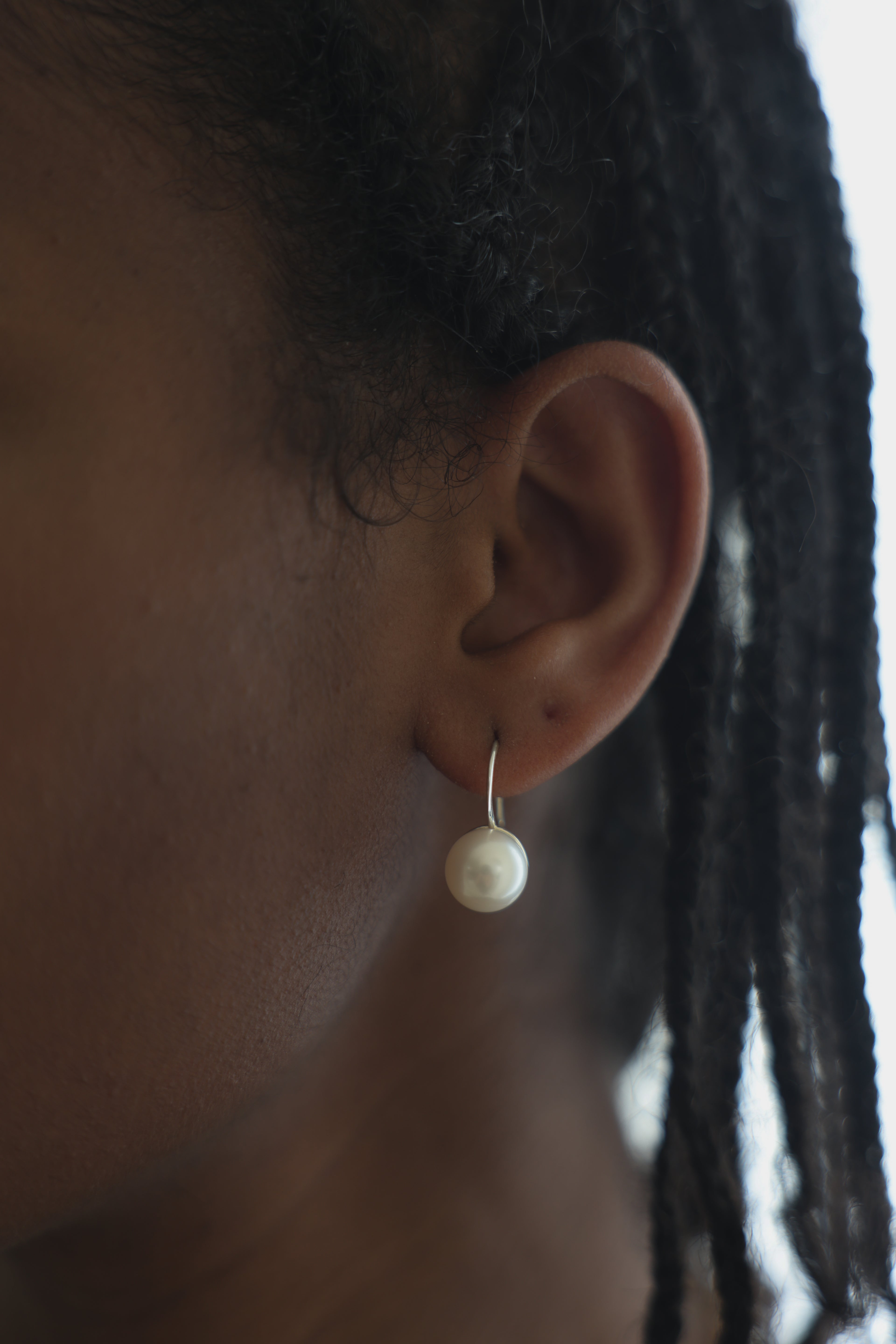 Modern Pearl Silver Earrings