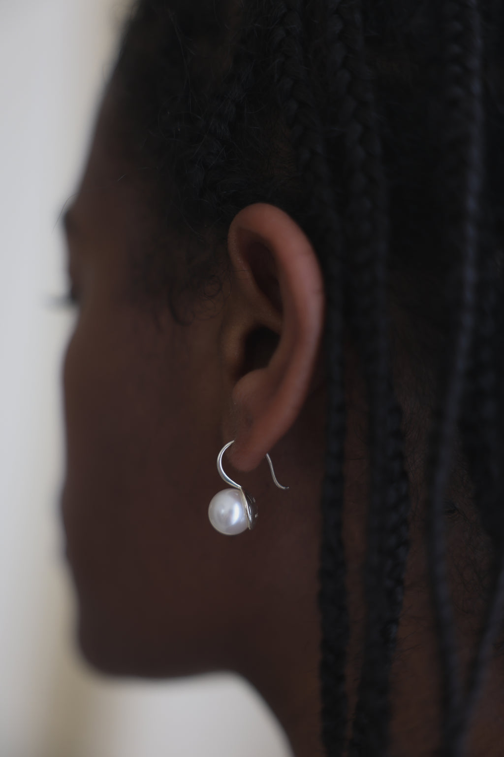 Modern Pearl Silver Earrings