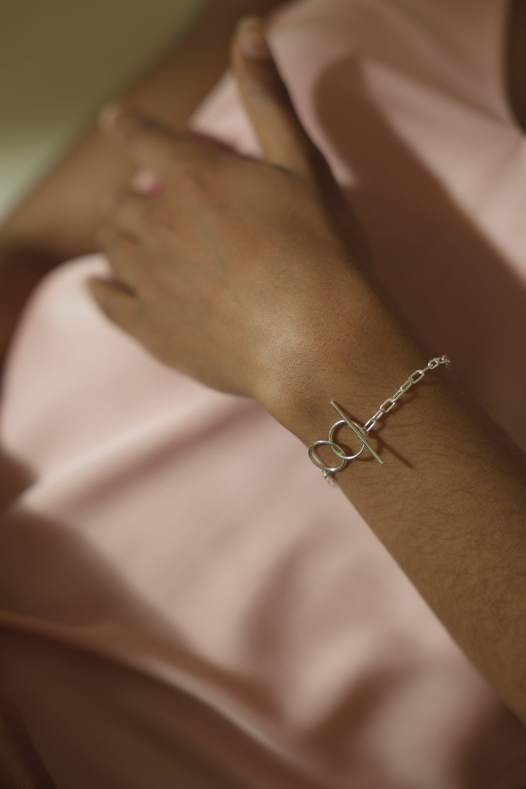 Twin Loop Toggle Chain Silver Bracelet