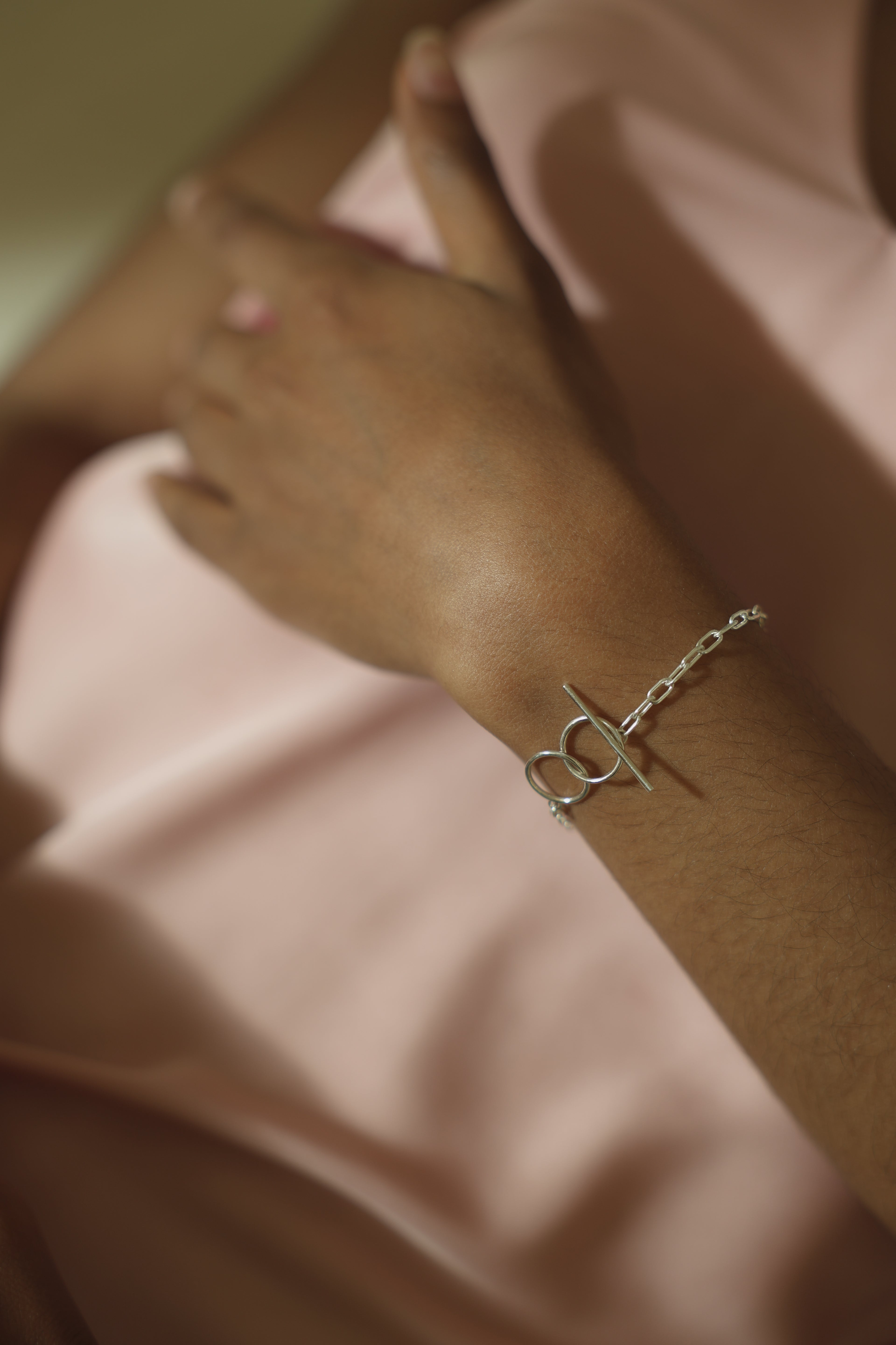 Twin Loop Toggle Chain Silver Bracelet