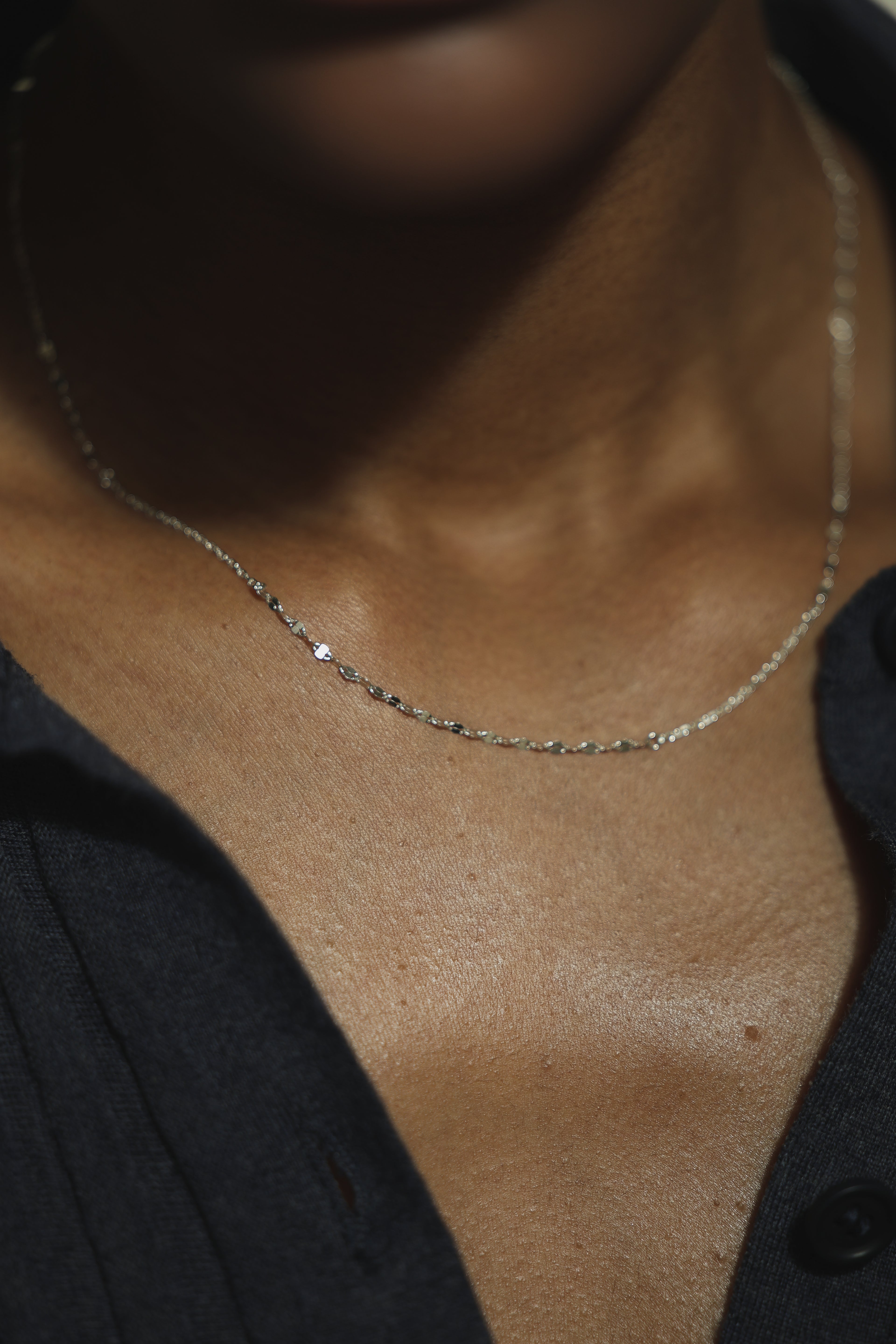 Silver Petal Link Necklace