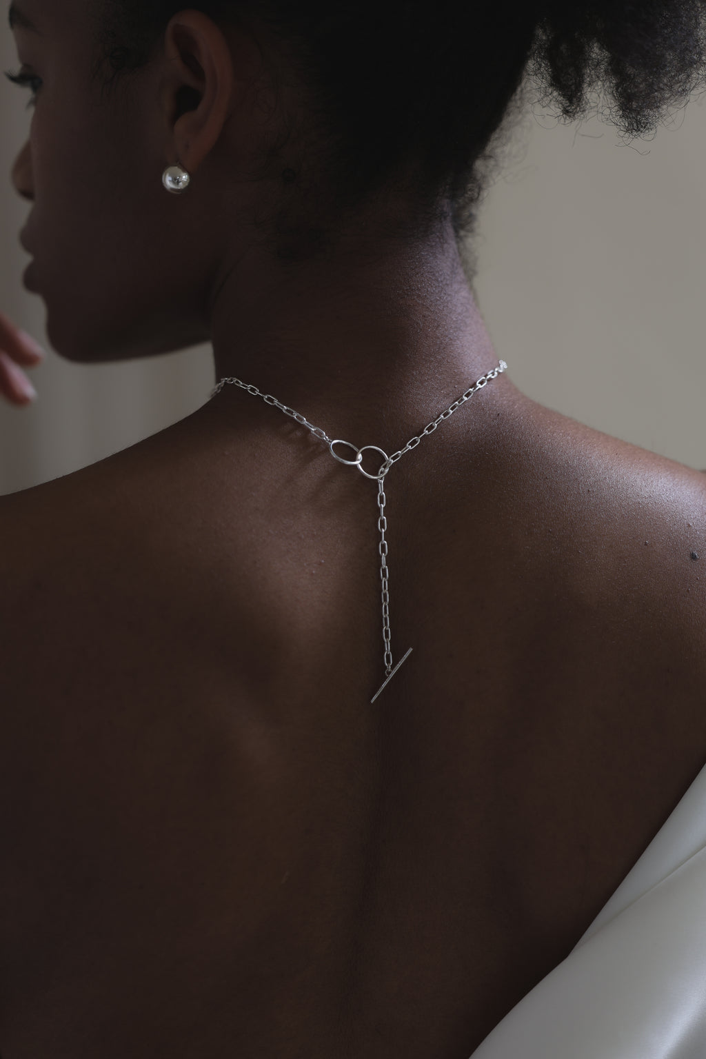 Twin Loop Toggle Chain Silver Necklace