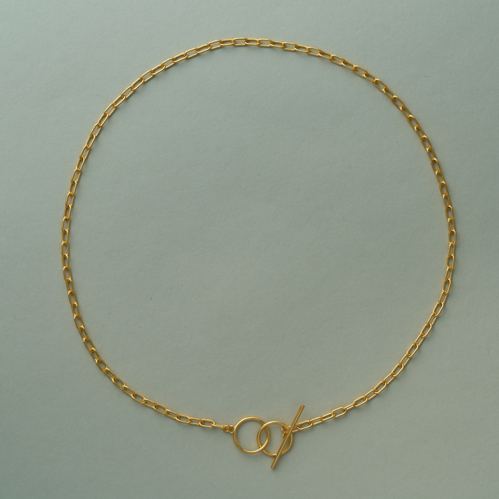 Twin Loop Toggle Chain Gold Necklace