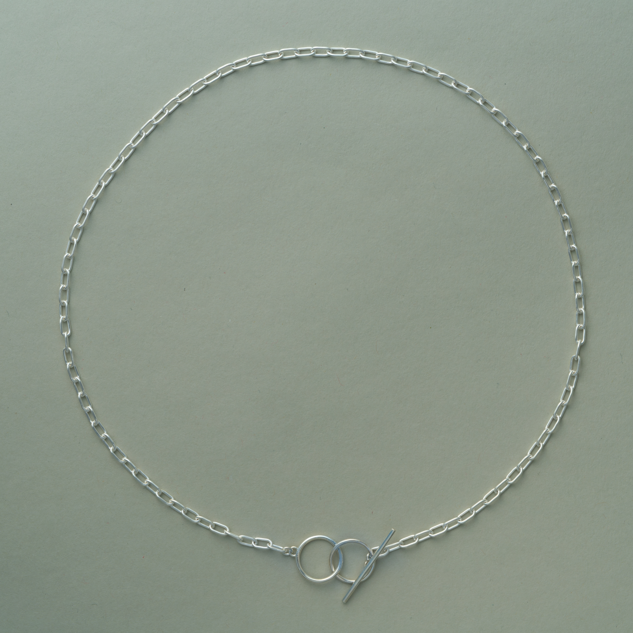 Twin Loop Toggle Chain Silver Necklace