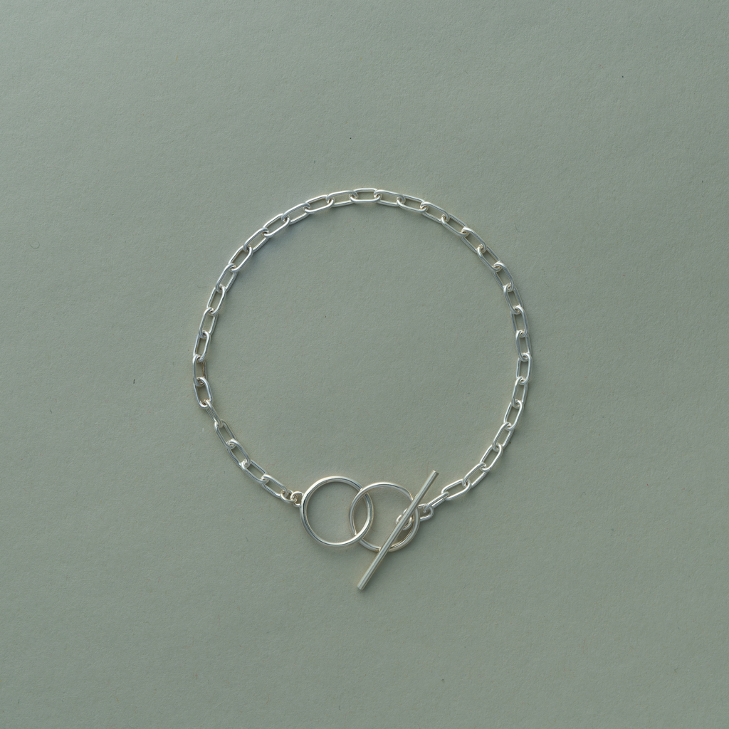 Twin Loop Toggle Chain Silver Bracelet