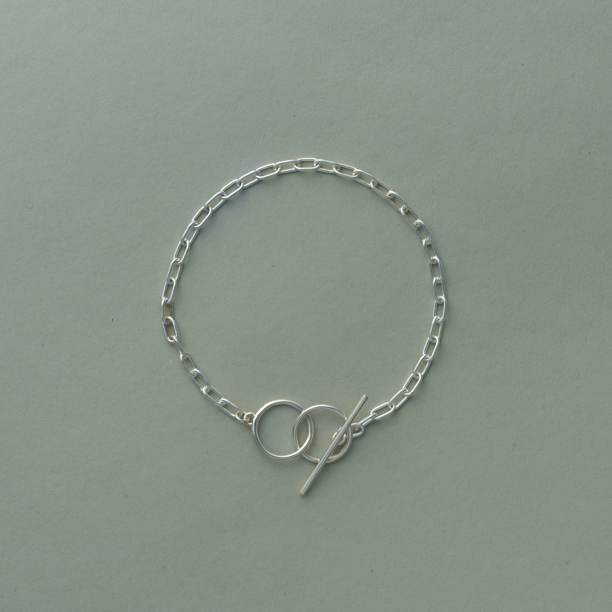 Twin Loop Toggle Chain Silver Bracelet
