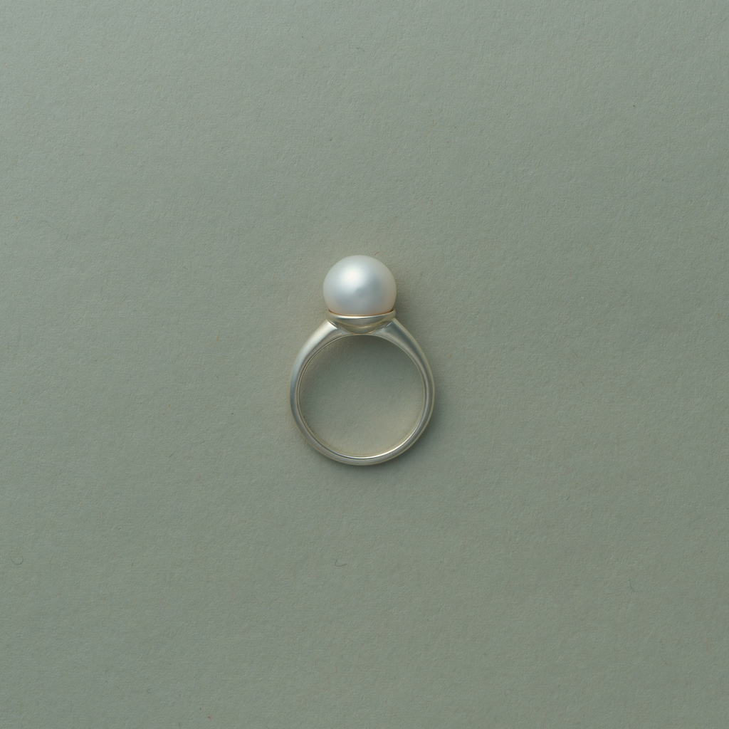 Modern Pearl Silver Ring