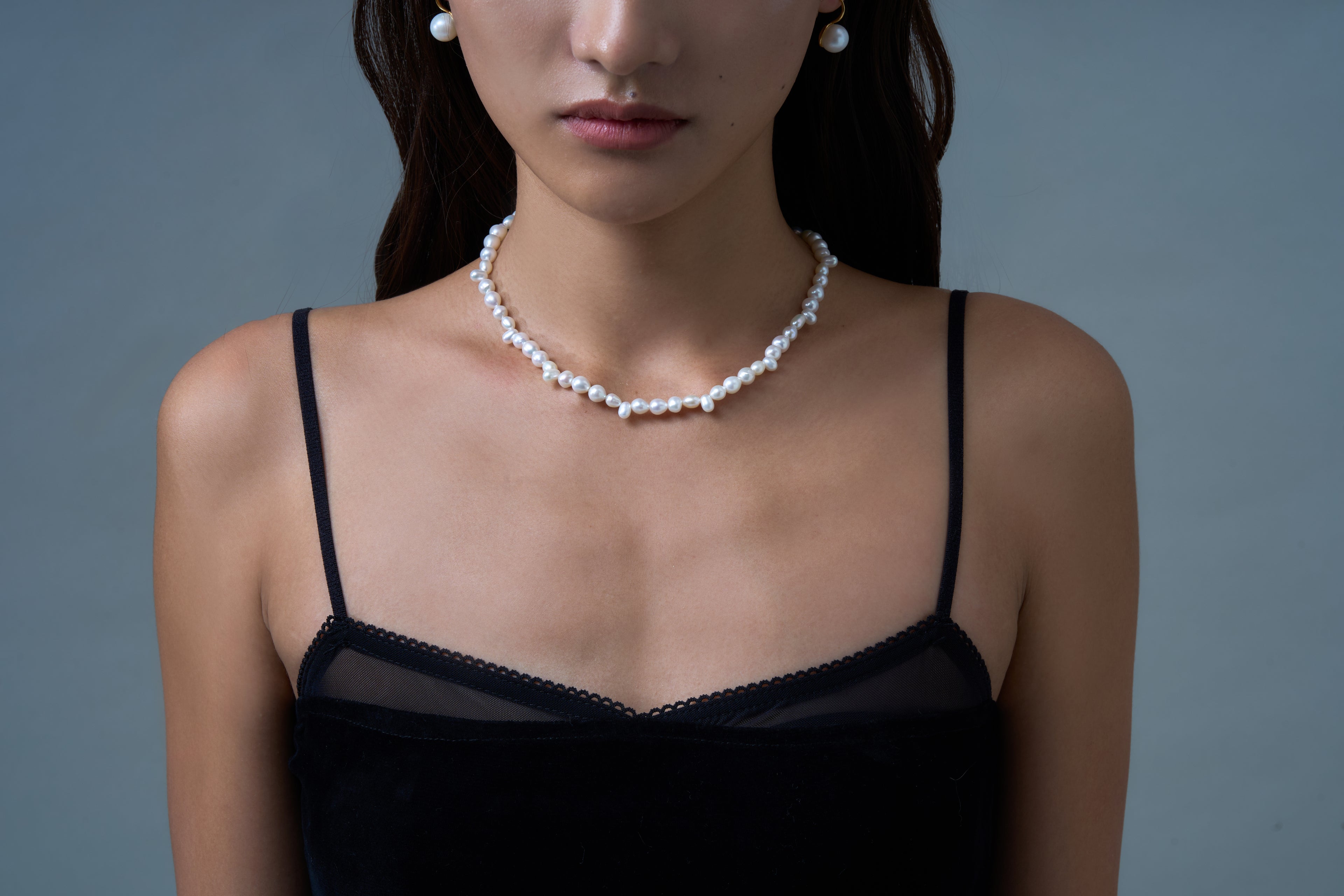 Baroque Pearl Necklace-Silver